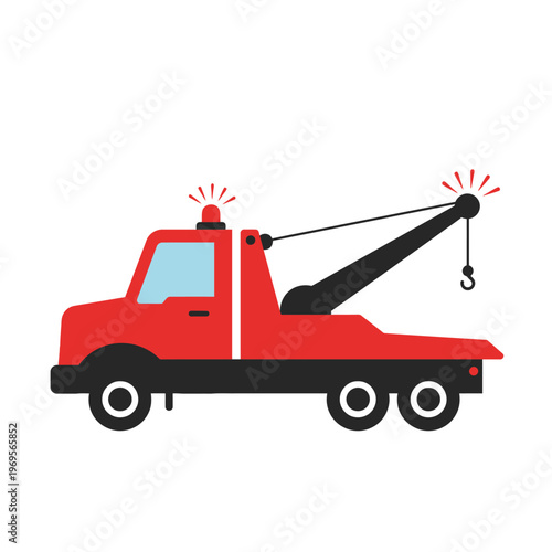 Red Tow Truck Vehicle Recovery Transport.