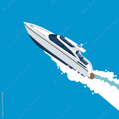 Speedboat Racing on the Water Surface.