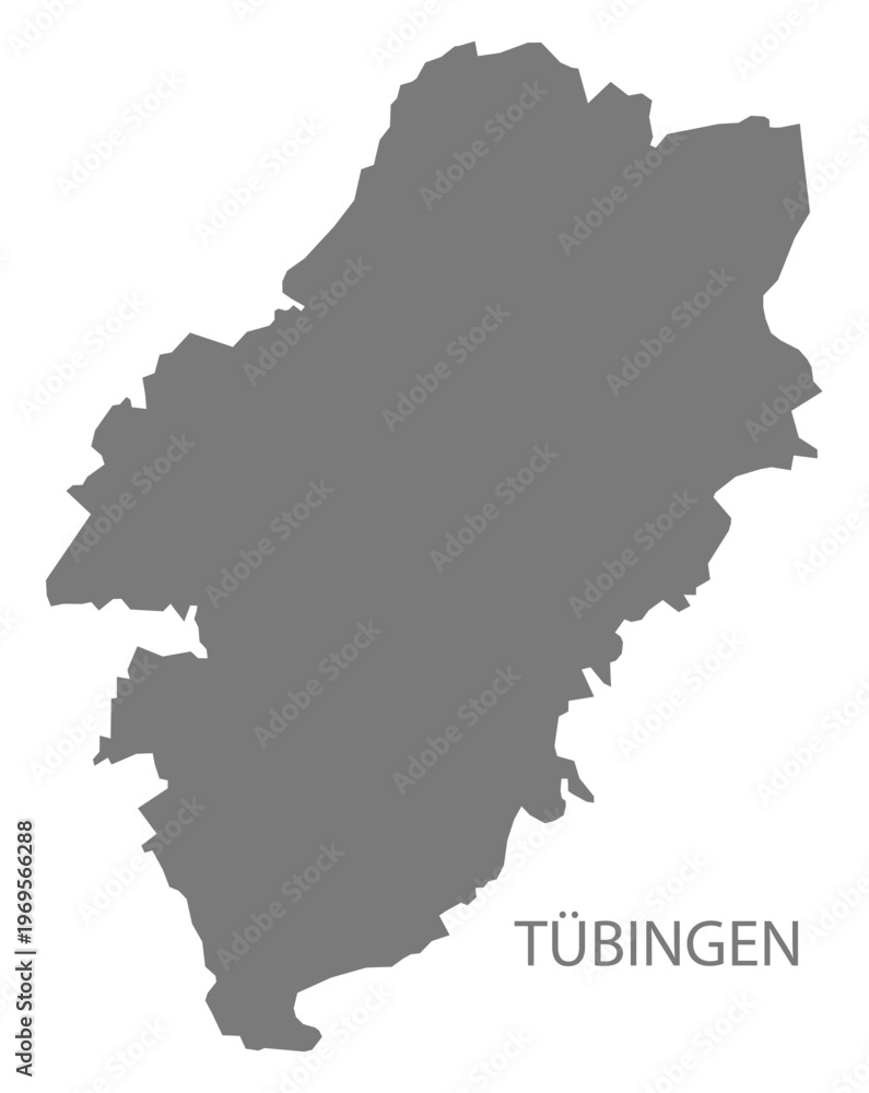 Obraz premium Tübingen city map with boroughs grey illustration silhouette shape
