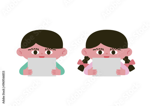 フリップを持つ子どもたちのベクターイラスト素材