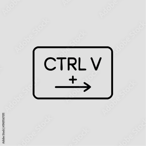 Minimalist CTRL V keyboard shortcut icon design