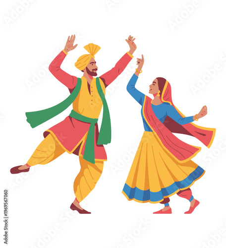 Happy Baisakhi Punjabi Traditional Dance Celebration Illustration, Baisakhi, Vaisakhi Festival, Harvest Festival Punjab