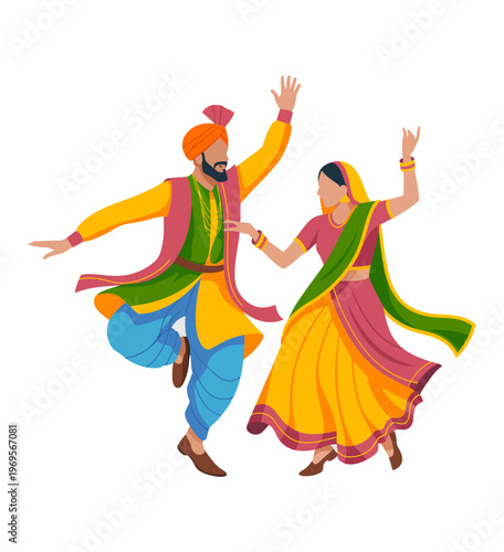 Happy Baisakhi Punjabi Traditional Dance Celebration Illustration, Baisakhi, Vaisakhi Festival, Harvest Festival Punjab