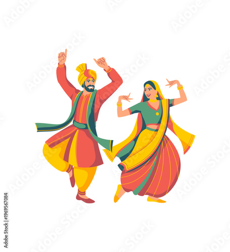 Happy Baisakhi Punjabi Traditional Dance Celebration Illustration, Baisakhi, Vaisakhi Festival, Harvest Festival Punjab