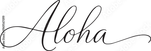 Elegant Aloha script text a welcoming greeting in Hawaiian perfect for travel summer or cultural themes isolated on white background