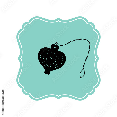 ビンテージ風モノクロームのハート型ティーストレーナーのアイコン 金属製 紅茶