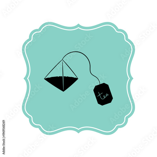 ピラミッド型ティーバッグのヴィンテージ風アイコン