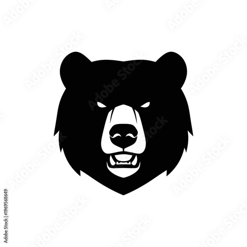 Black bear head with open mouth.