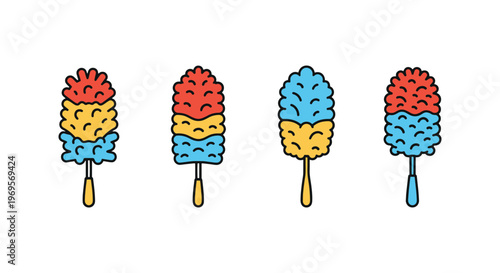 Microfiber Duster Line art clean colorful pattern illustration