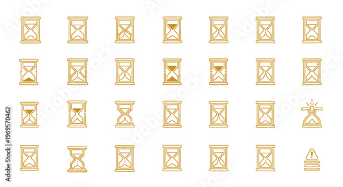 Hourglass Icons Set Vector Illustration Time Symbol Drying Laundry Delicate Wash Vintage Style Iconography Design Elements Graphics