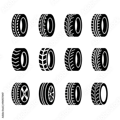 Collection of various car tires.