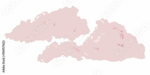 Abstract pink shapes resembling landmasses on a white background