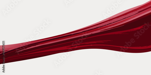 A flowing abstract ribbon of deep red color against a white background