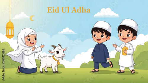 CHILDREN,S WITH GOAT ABOUT EID UL ADHA