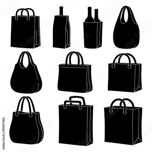 Collection of various handbags and purses.