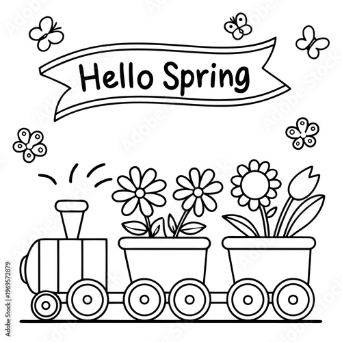 . Train Cart Made of Flowers coloring page