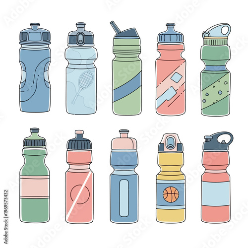 Colorful insulated water bottles collection.
