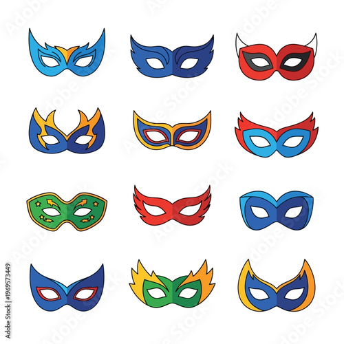 Colorful Masks for Carnival or Party.