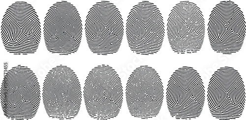 Collection of unique fingerprints a forensic science illustration