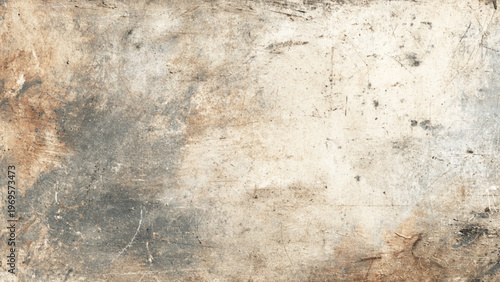Grungy textured surface with scratches and marks on worn gray and beige concrete or stone wall background