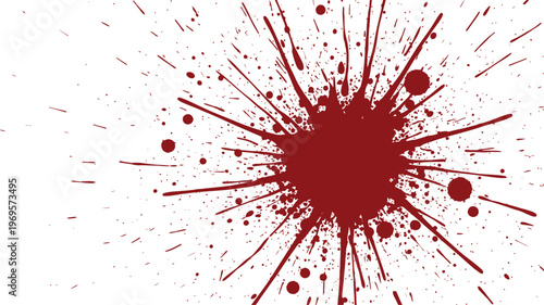 Crimson splatter a dramatic blood splatter pattern against a white background