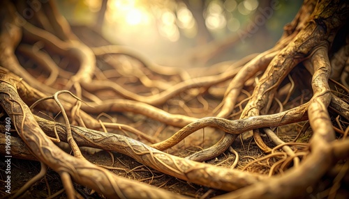 Close up tree roots reveal nature s deep beauty detailed view of intertwined tree roots vital for growth