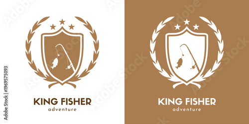 Creative Fishing Logo Design with Hook Line and Fish Concept Vector