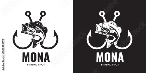 Fishing Logo Design Vintage Badge Fisherman Emblem Vector Illustration