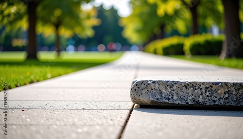 Detailed image of stone on sidewalk pavement textured stone firmly placed on urban sidewalk surface