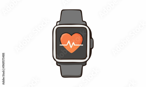line art color of smartwatch cartoon illustration