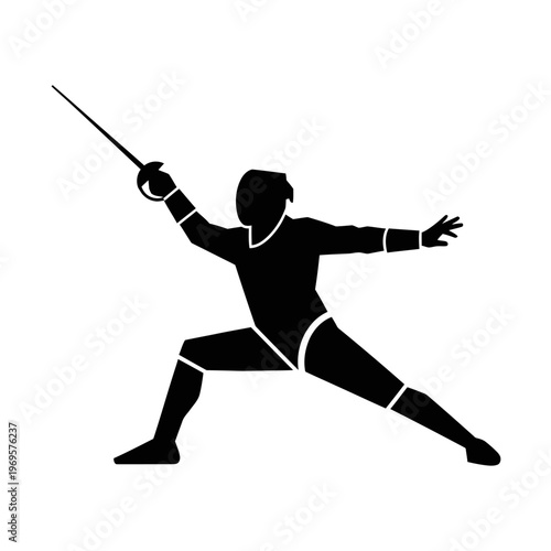 Fencer in fighting stance position.