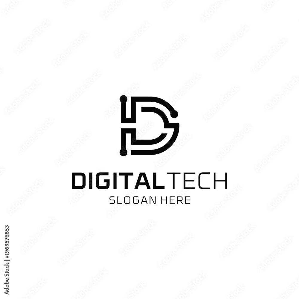 Obraz premium Digital Tech Logo Design Modern Technology Branding 2.
