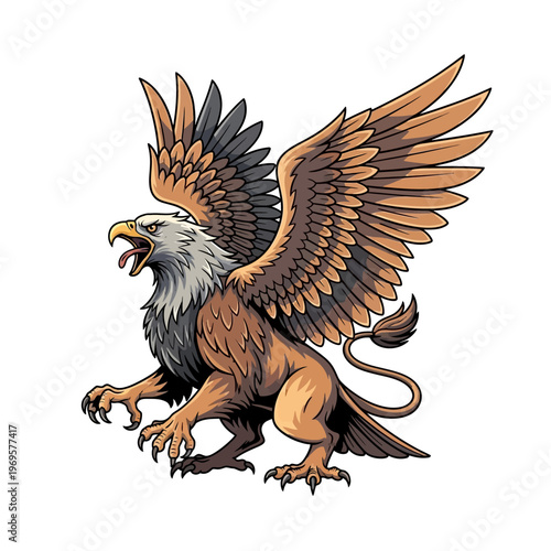 Griffin mythical creature with wings.
