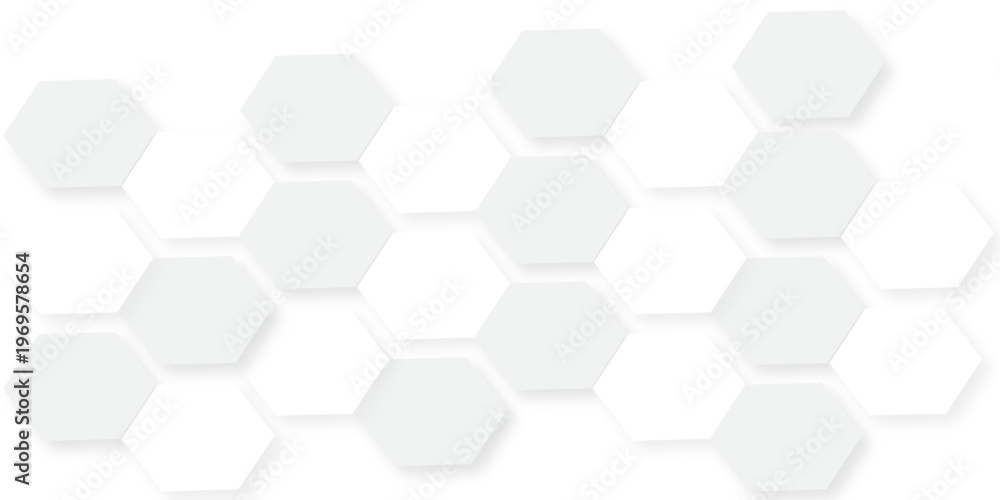 Fototapeta premium Soft White Large Hexagon Shapes Background with Minimal Geometric Abstract Design Style.