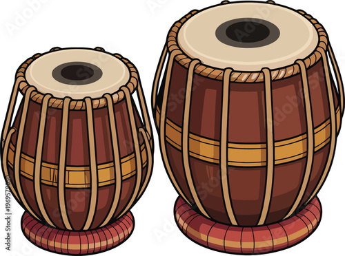 Indian Tabla Drums Set Musical Percussion Instrument Traditional Wood Craftsmanship