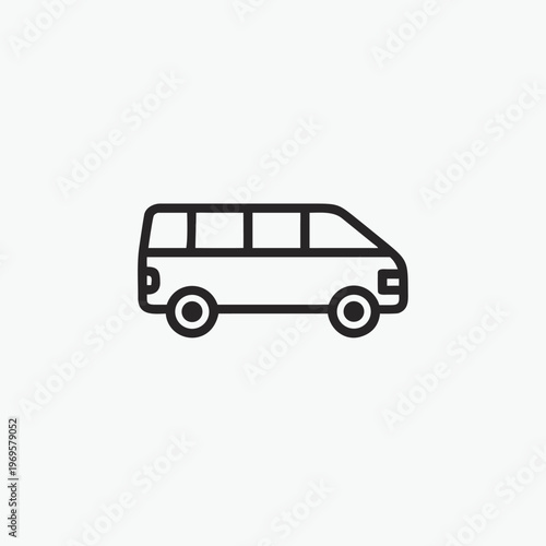 cargo minibus black contour linear template