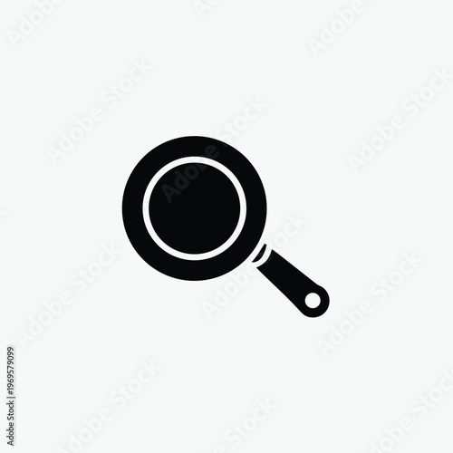  frying pan icon silhouette top front view template