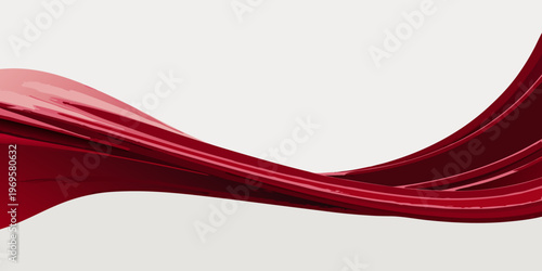Elegant abstract red ribbons flowing against a soft neutral background