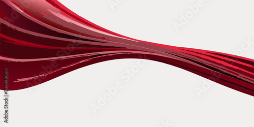 Abstract flowing red ribbon against a plain light background