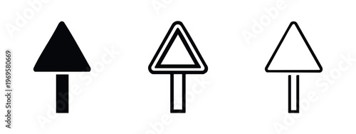 Yield Sign Icon Set. Traffic Road Sign Indicating Give Way in Various Styles.