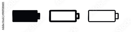 Battery Status Icon Set, Full and Empty Energy Level Indicator for Mobile Devices