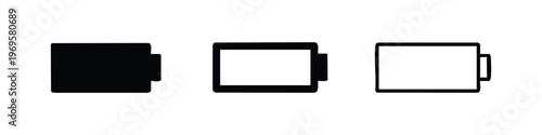 Battery Status Icon Set, Full and Empty Energy Level Indicator for Mobile Devices