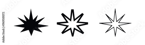 Starburst or explosion icon set, symbolizing impact, importance, or a burst of energy