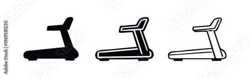 Treadmill Icon Set. Fitness, exercise, and gym equipment vector illustration.