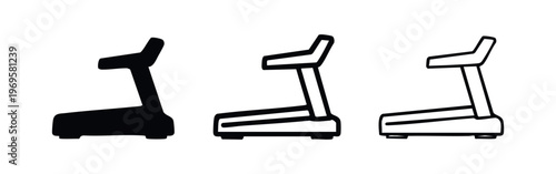 Treadmill Icon Set. Fitness, exercise, and gym equipment vector illustration.