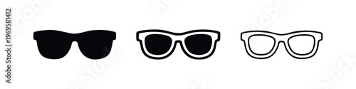 Summer Sunglasses Icon Set. Fashion Accessory and UV Protection Symbol.