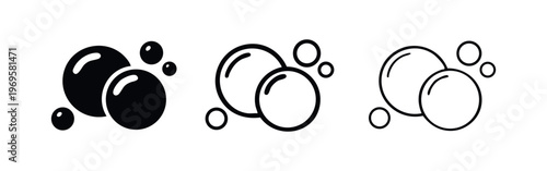 Soap bubbles vector icon set. Air, foam, and water bubbles symbols for cleanliness and washing.