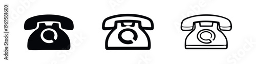 Classic Telephone with At Symbol for Contact Icon Set. Communication and Connectivity Symbols.