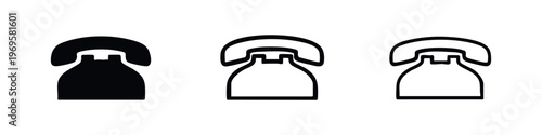 Classic Retro Telephone Receiver Icon Set. Vintage Communication and Contact Symbols.
