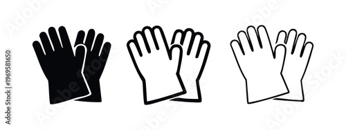 Cleaning Gloves Icon Set. Rubber protective gloves symbol for hygiene and household chores vector illustration.
